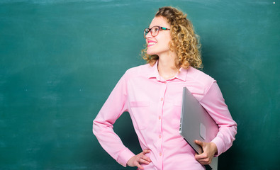 confidence. online education. business school. happy student with notebook. modern technology. girl...