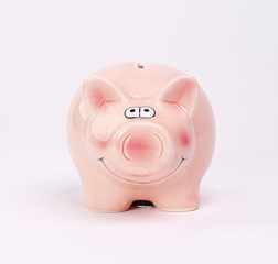 Piggy bank on white background