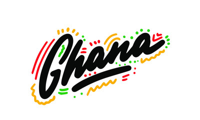 Fototapeta premium Ghana Word Text with Creative Handwritten Font Design Vector Illustration.