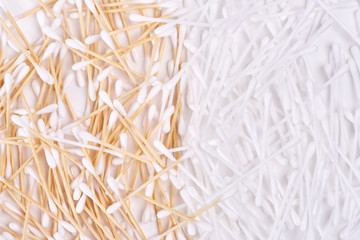 Bamboos and plastic cotton swabs