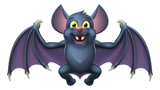 A cute Halloween vampire bat animal cartoon character