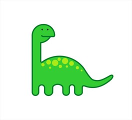 Cute Herbivorous Long-necked Dinosaur, Dino with a Long Neck. Diplodocus, Brachiosaurus, Brontosaurus. For Print. Modern flat Vector image Isolated on white background.