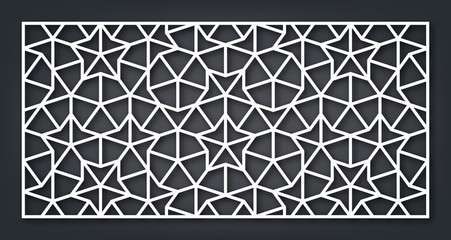 Laser cutting panel. A Penrose tiling. Vector geometric template.