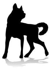 A detailed animal silhouette of a pet dog