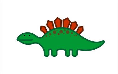 Obraz premium Cute Herbivorous Dinosaur, Dino. Stegosaurus. For print. Modern flat Vector image Isolated on white background.