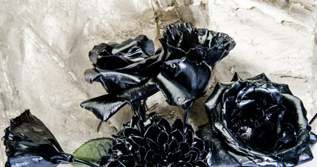 Able Painting. floristics business. Vintage. luxury and success. metallized antique decoration. wealth and richness. natural beauty. silver rose flower