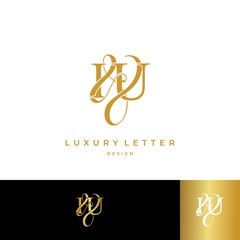 I & U / IU logo initial vector mark. Initial letter I and U IU logo luxury vector logo template.