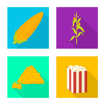 Isolated object of cornfield and vegetable sign. Set of cornfield and vegetarian stock symbol for web.