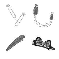 Vector illustration of hairdressing and hairclip icon. Collection of hairdressing and fashion stock vector illustration.