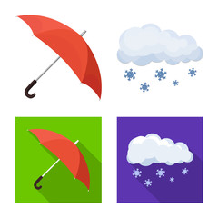 Vector design of weather and climate icon. Set of weather and cloud stock vector illustration.