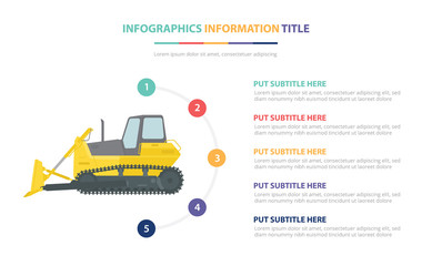 loader infographic template concept with five points list and various color with clean modern white background - vector