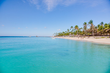 White sandy tropical beach on Dominican Rebublic 