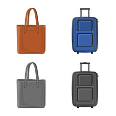 Vector design of suitcase and baggage symbol. Collection of suitcase and journey stock vector illustration.