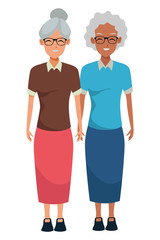 Grandmothers friends smiling cartoon