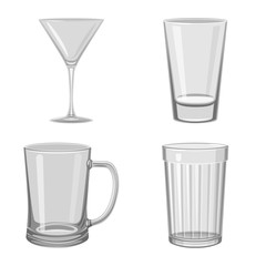 Vector illustration of capacity and glassware sign. Set of capacity and restaurant stock symbol for web.