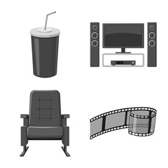 Vector illustration of cinematography and studio logo. Collection of cinematography and filming vector icon for stock.