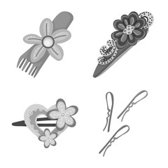 Vector design of hairdressing and hairclip icon. Collection of hairdressing and fashion stock symbol for web.