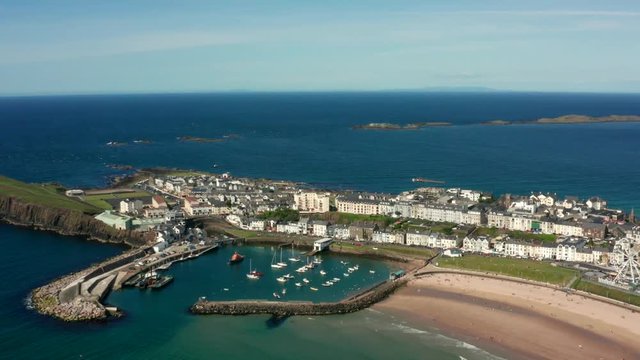Portrush town centre and harbour area, Northern Ireland, UK