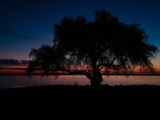 atardecer en el río
