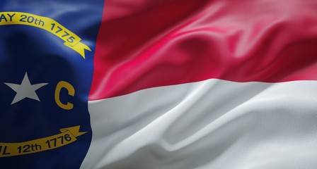 Official flag of the state of North Carolina. United States of America.