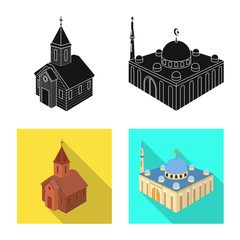 Isolated object of temple and historic logo. Collection of temple and faith stock symbol for web.