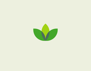 Creative abstract green logo icon plant three leaves nature for company