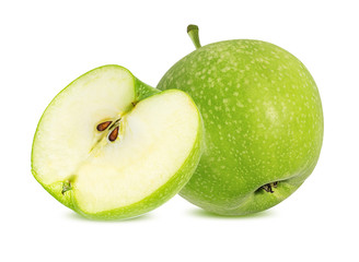 Fresh green apple isolated on white background with clipping path