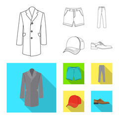 Vector illustration of man and clothing icon. Set of man and wear vector icon for stock.