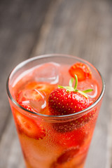 Strawberry cocktail on the rustic background. Selective focus. Shallow depth of field.