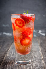 Strawberry cocktail on the rustic background. Selective focus. Shallow depth of field.
