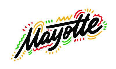 Text word art design vector of country name for Mayotte