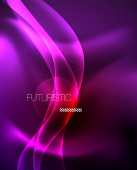 Neon color wave lines abstract background, magic techno futuristic light