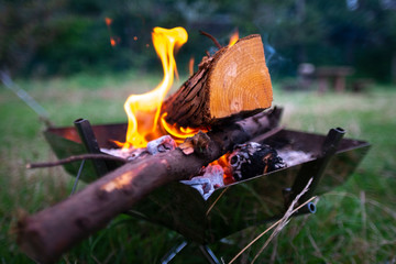 Bonfire with bonfire stand.