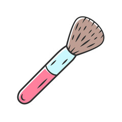 Cosmetic equipment, powder brush color icon. Blusher isolated vector illustration. Professional cosmetologist, makeup artist tool. Beauty salon accessory. Feminine fashion object, foundation tassel