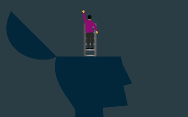 Climbs out of the brain using a ladder