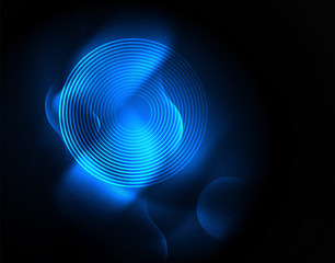 Fototapeta premium Shiny neon geometric waves template