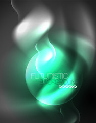Shiny metallic neon waves vector design