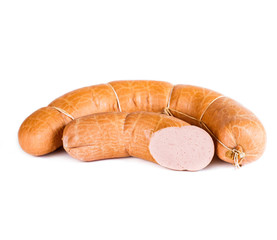 Dining boiled sausage pink in natural casing