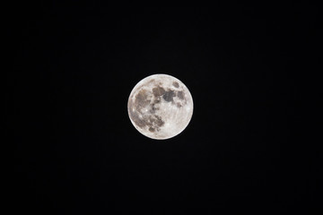 Fototapeta premium Full moon in a clear sky over the north of Israel at July 16, 2019