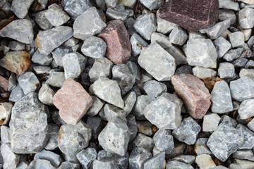 Close up of crushed rock, stone raw material for construction industry