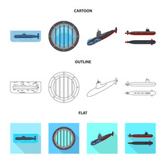 Isolated object of war and ship symbol. Collection of war and fleet stock vector illustration.