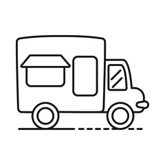 Vector illustration of truck and kiosk icon. Set of truck and food stock vector illustration.