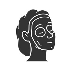 Cosmetic facial clay mask glyph icon. Feminine beauty silhouette symbol. Negative space. Vector isolated illustration. Relaxing spa salon therapy service. Homemade cosmetology procedure