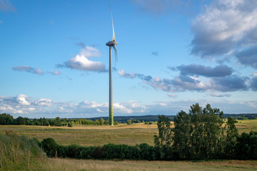 Modern windmill turbine, wind power, green energy