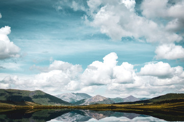 clouds over lake