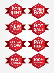 red banner promotion tag design for marketing