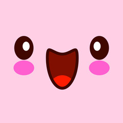 Vector illustration of cute face. Kawaii face with eyes. isolated on pink background EPS