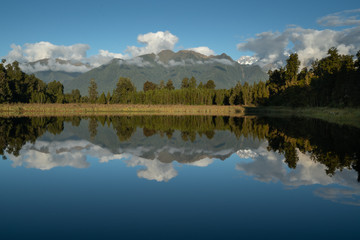 Famous Lake Matheson awesome reflection of Mount Cook,New Zealand