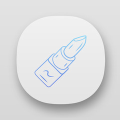 Lip gloss, lipstick tube app icon. UI/UX user interface. Female fashion object, makeup accessory. Web or mobile application. Beauty shop product vector isolated illustration. Cosmetology symbol