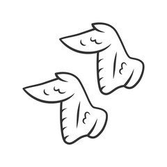 Chicken wings linear icon. Butchers meat. Meat production and sale. Protein source. Butchery business. Thin line illustration. Contour symbol. Vector isolated outline drawing. Editable stroke